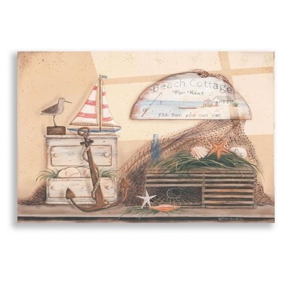 Epic Art 'Beach Cottage' by Pam Britton, Acrylic Glass Wall Art, 16"x12"