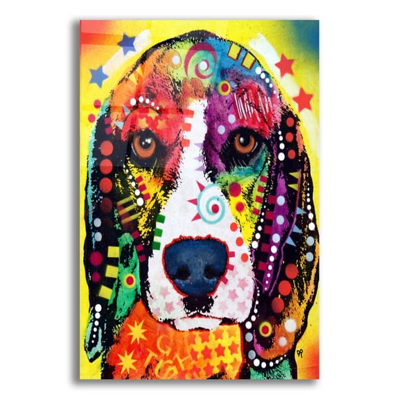 Epic Art 'Beagle Face' by Dean Russo, Acrylic Glass Wall Art, 16"x24"