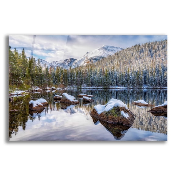Epic Art 'Bear Lake Holiday - Rocky Mountain National Park' by Darren White, Acrylic Glass Wall Art, 24"x16"