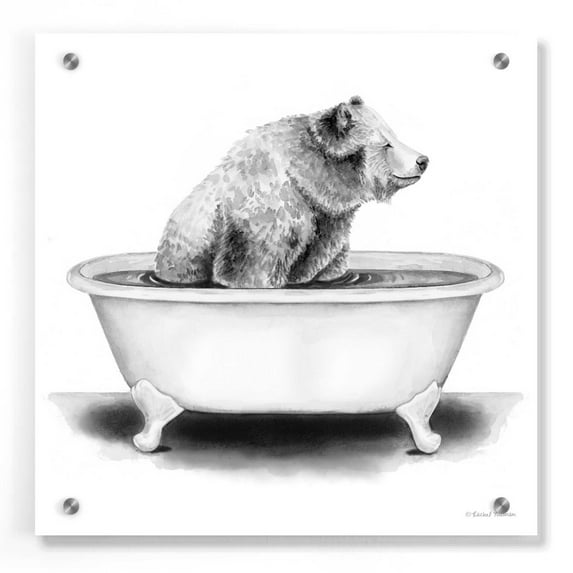 Epic Art 'Bear in Tub' by Rachel Nieman, Acrylic Glass Wall Art, 36"x36"