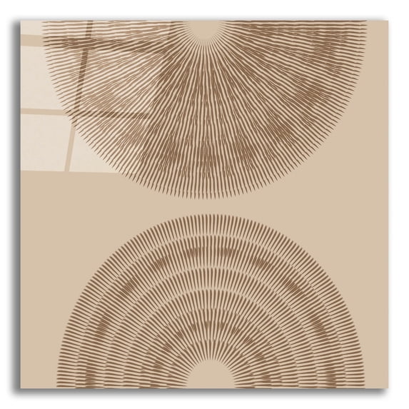 Epic Art 'Beige And Brown 2 Big Abstractred Woven Circles' by Sabrina Balbuena, Acrylic Glass Wall Art, 12"x12"