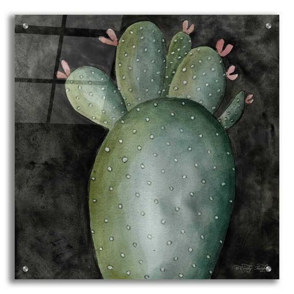 Epic Art 'Big Blooming Cactus II' by Cindy Jacobs, Acrylic Glass Wall Art, 24"x24"