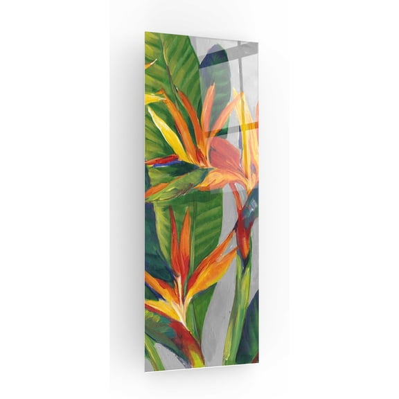 Epic Art 'Bird of Paradise Triptych II' by Tim O'Toole, Acrylic Glass Wall Art, 16"x48"