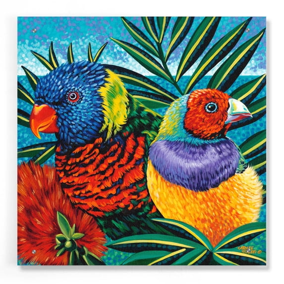Epic Art 'Birds in Paradise II' by Carolee Vitaletti, Acrylic Glass Wall Art, 24"x24"