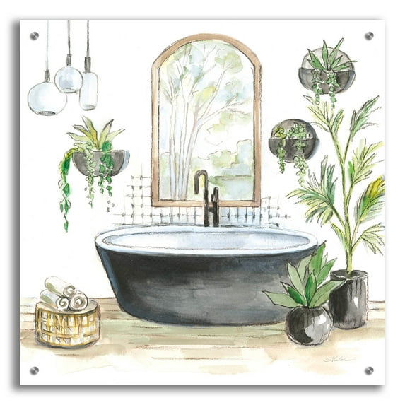 Epic Art 'Black Bathtub II' by Silvia Vassileva, Acrylic Glass Wall Art, 24"x24"