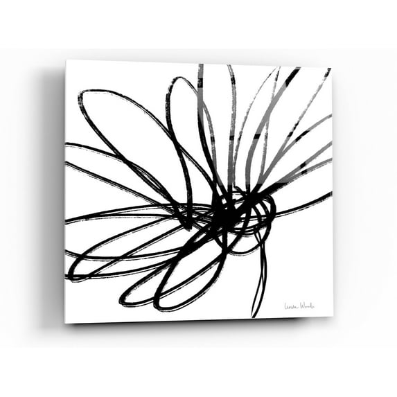 Epic Art 'Black Ink Flower II' by Linda Woods, Acrylic Glass Wall Art, 36"x36"