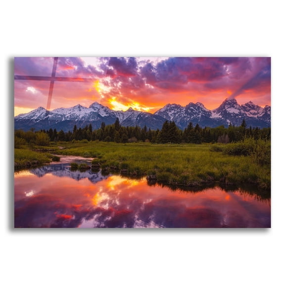 Epic Art 'Black Ponds Sunset - Grand Teton National Park' by Darren White, Acrylic Glass Wall Art, 16"x12"