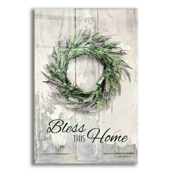 Epic Art 'Bless This Home - Lavender' by Lori Deiter Acrylic Glass Wall Art, 12"x16"