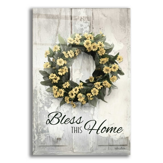 Epic Art 'Bless This Home' by Lori Deiter Acrylic Glass Wall Art, 16"x24"