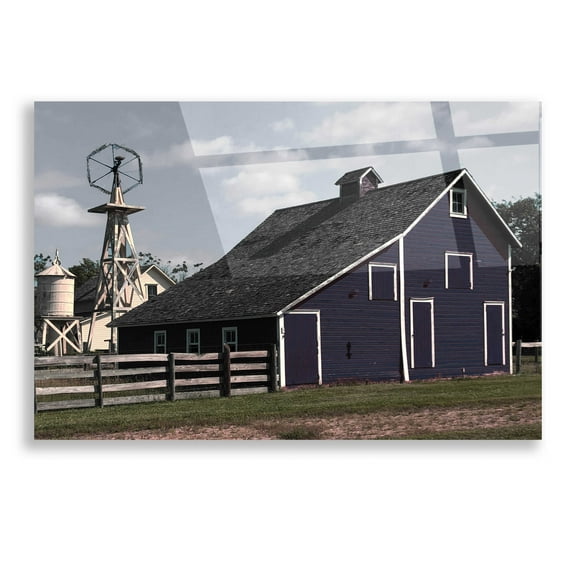 Epic Art 'Blue Barn' by Cindy Jacobs, Acrylic Glass Wall Art, 16"x12"