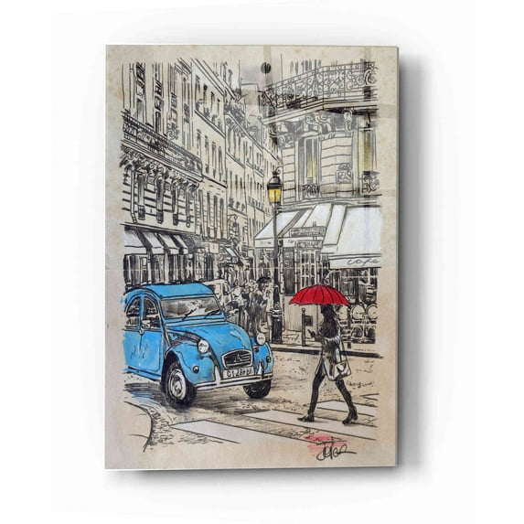 Epic Art 'Blue Citroen' by Loui Jover, Acrylic Glass Wall Art, 16"x24"