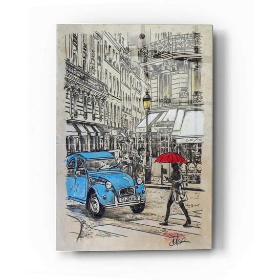Epic Art 'Blue Citroen' by Loui Jover, Acrylic Glass Wall Art, 24"x36"