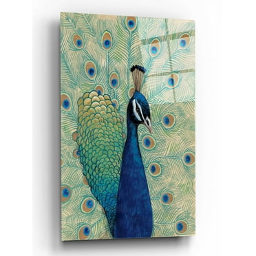 Epic Art 'Blue Peacock I' by Tim O'Toole, Acrylic Glass Wall Art, 16"x24"