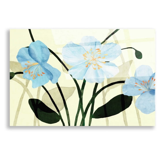 Epic Art 'Blue Poppies I' by Annie Warren, Acrylic Glass Wall Art, 16"x12"