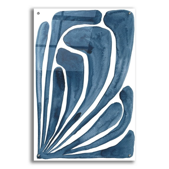 Epic Art 'Blue Stylized Leaf II' by Regina Moore, Acrylic Glass Wall Art, 24"x36"