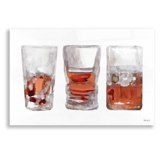 Epic Art 'Bourbon Glasses 1' by Stellar Design Studio, Acrylic Glass Wall Art, 24"x16"