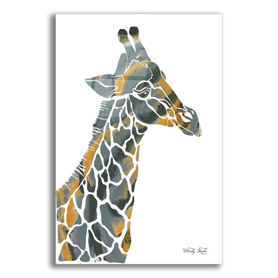 Epic Art 'Bright Giraffe I' by Cindy Jacobs, Acrylic Glass Wall Art, 12"x16"