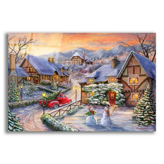 Epic Art 'Brining Home the Tree' by Ali Corti, Acrylic Glass Wall Art, 16"x12"