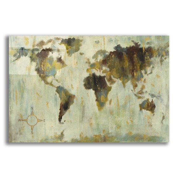 Epic Art 'Bronze World Map' by Silvia Vassileva, Acrylic Glass Wall Art, 24"x16"