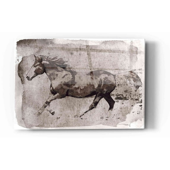 Epic Art 'Brown Horse Running' by Irena Orlov, Acrylic Glass Wall Art, 16"x24"