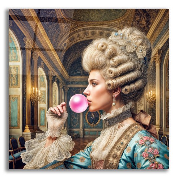 Epic Art 'Bubble Gum Queen' by Rey Klimt Acrylic Glass Wall Art, 12" x 12"