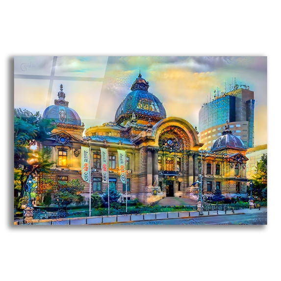Epic Art 'Bucharest Romania Cec Palace' by Pedro Gavidia, Acrylic Glass Wall Art, 16"x12"
