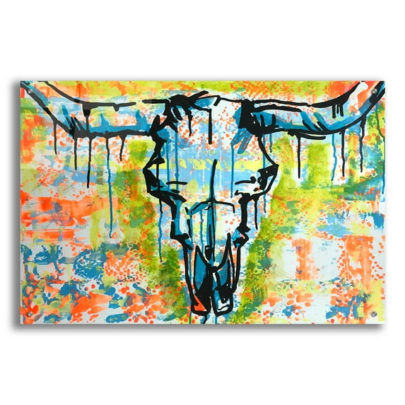 Epic Art 'Bull Skull' by Dean Russo Studios, Acrylic Glass Wall Art, 36"x24"
