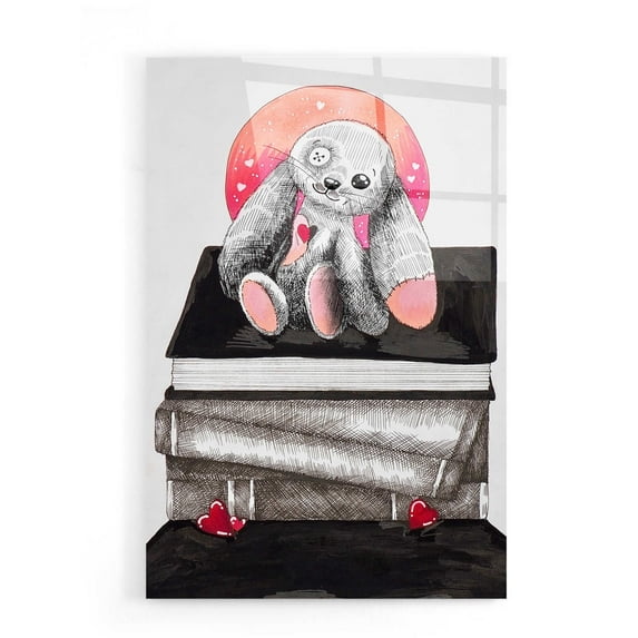 Epic Art 'Bunny's Books ' by Avery Multer, Acrylic Glass Wall Art, 16"x24"