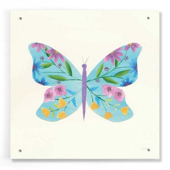 Epic Art 'Butterfly Garden IV' by Courtney Prahl, Acrylic Glass Wall Art, 24"x24"