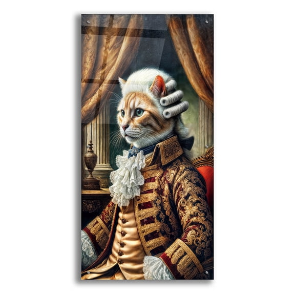 Epic Art 'Cat Aristocrat' by Rey Klimt Acrylic Glass Wall Art, 24" x 48"