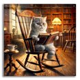 thumbnail image 1 of Epic Art 'Cat In Rocking Chair Reading' by Rey Klimt Acrylic Glass Wall Art, 36" x 36", 1 of 8