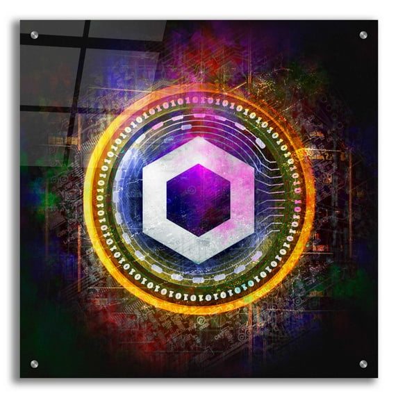 Epic Art 'Chainlink Crypto Halo' by Epic Portfolio Acrylic Glass Wall Art, 24"x24"