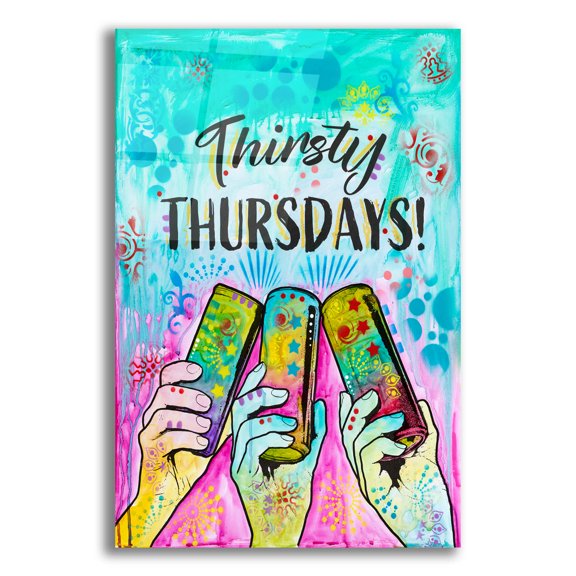 Epic Art 'Cheers - Thirsty Thursdays' by Dean Russo Acrylic Glass Wall Art, 16" x 24"