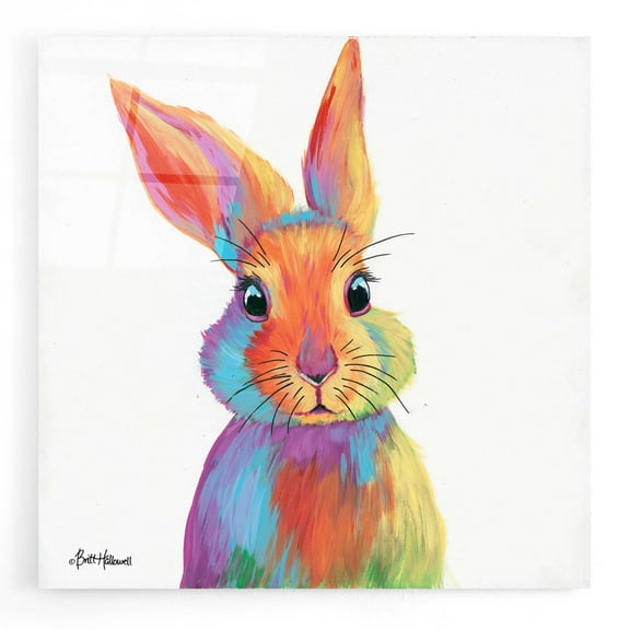Epic Art 'Cheery Bunny' by Britt Hallowell, Acrylic Glass Wall Art, 12"x12"