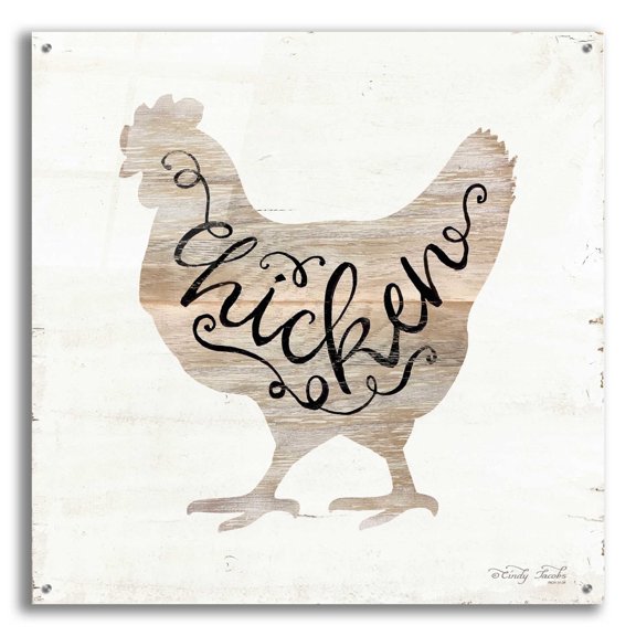 Epic Art 'Chicken in Beige' by Cindy Jacobs, Acrylic Glass Wall Art, 36"x36"