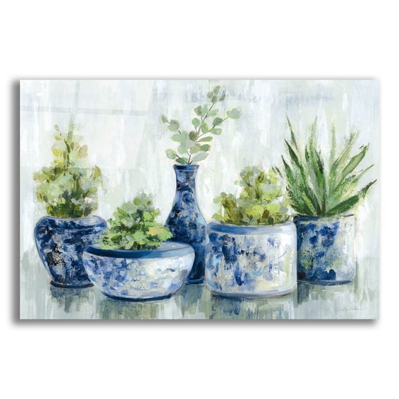 Epic Art 'Chinoiserie Plants Bright' by Silvia Vassileva, Acrylic Glass Wall Art, 24"x16"
