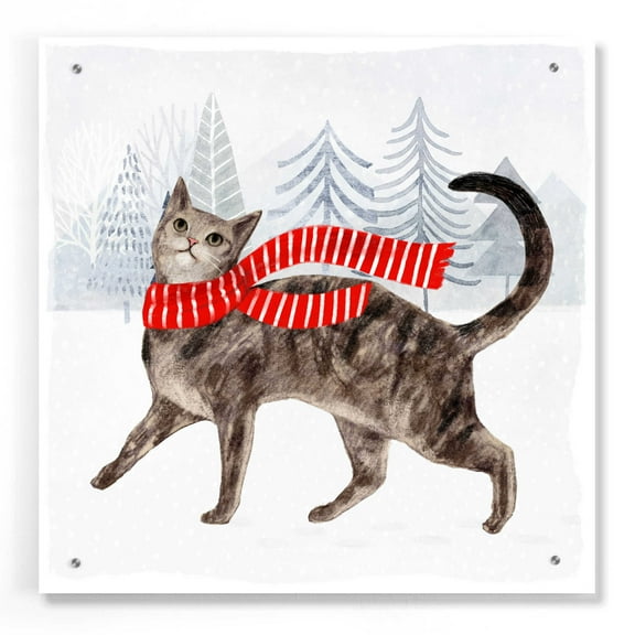 Epic Art 'Christmas Cats & Dogs I' by Victoria Borges, Acrylic Glass Wall Art, 24"x24"