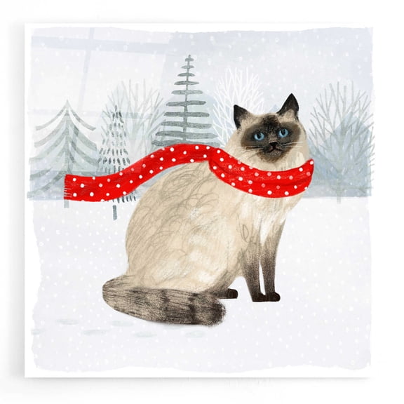 Epic Art 'Christmas Cats & Dogs III' by Victoria Borges, Acrylic Glass Wall Art, 12"x12"