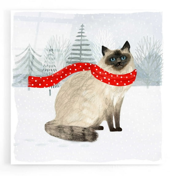 Epic Art 'Christmas Cats & Dogs III' by Victoria Borges, Acrylic Glass Wall Art, 12"x12"