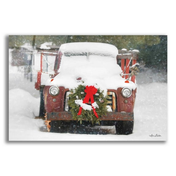 Epic Art 'Christmas Farm Truck' by Lori Deiter, Acrylic Glass Wall Art, 16"x12"