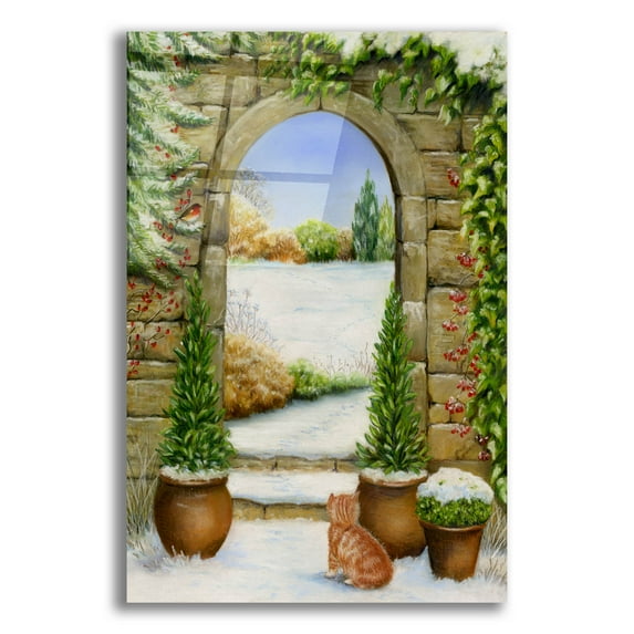 Epic Art 'Christmas Garden' by Janet Pidoux, Acrylic Glass Wall Art, 12"x16"