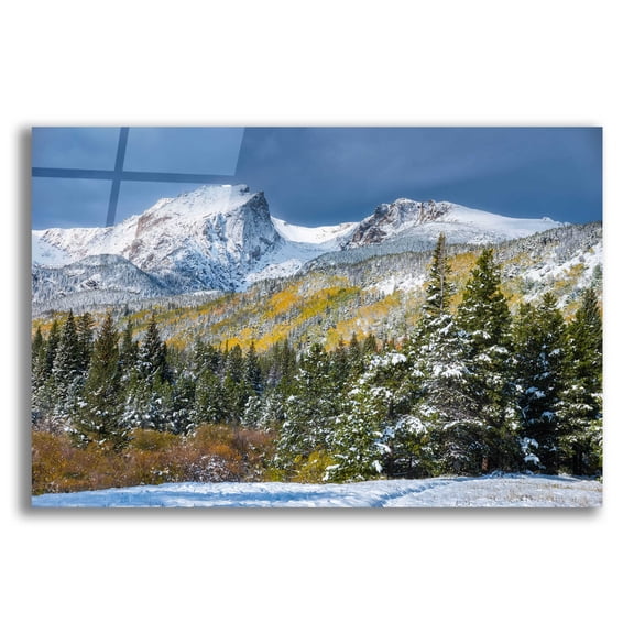 Epic Art 'Christmas In the Rockies - Rocky Mountain National Park' by Darren White, Acrylic Glass Wall Art, 16"x12"