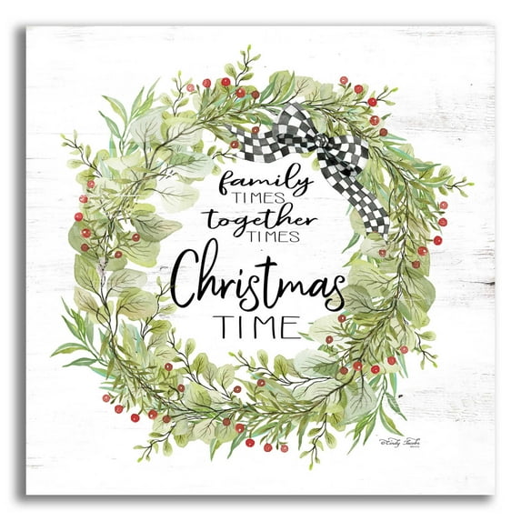 Epic Art 'Christmas Time Wreath' by Cindy Jacobs, Acrylic Glass Wall Art, 12"x12"