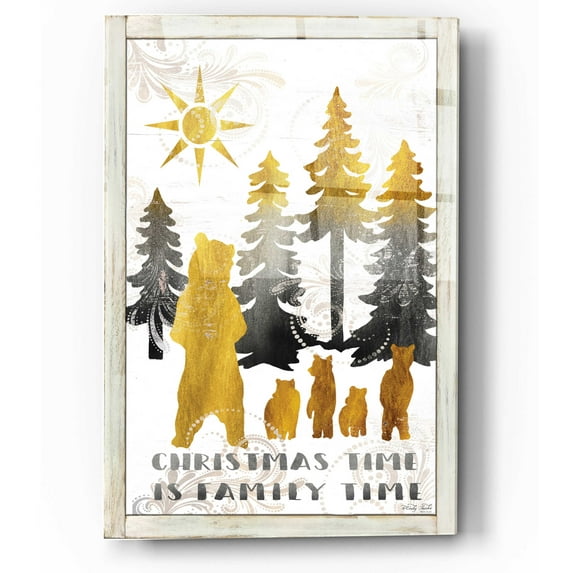 Epic Art 'Christmas Time is Family Time Bear Family' by Cindy Jacobs, Acrylic Glass Wall Art, 12"x16"