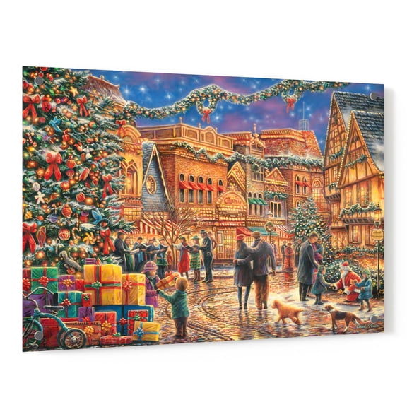 Epic Art 'Christmas at  Town Square' by Chuck Pinson, Acrylic Glass Wall Art, 36"x24"