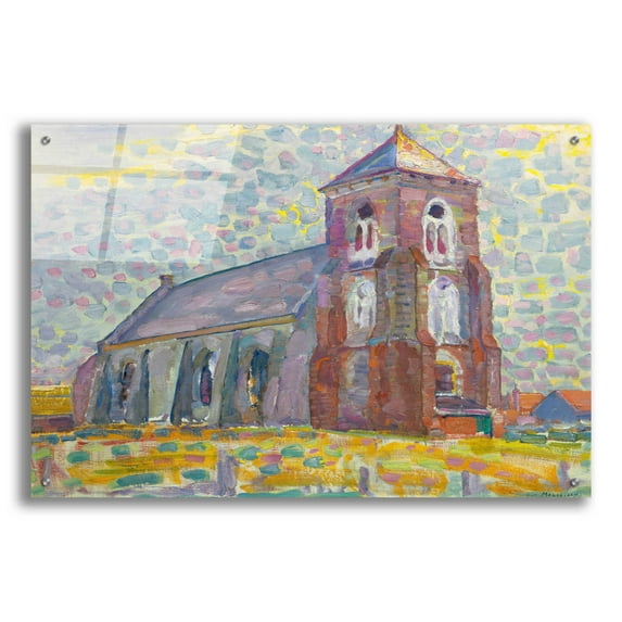 Epic Art 'Church In Zoutelande-1909' by Piet Mondrian, Acrylic Glass Wall Art, 36"x24"