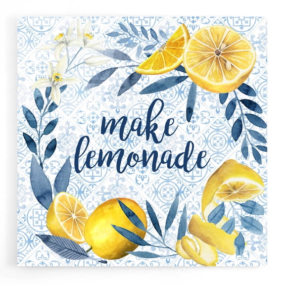 Epic Art 'Citrus Sayings I' by Grace Popp, Acrylic Glass Wall Art, 12"x12"