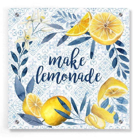 Epic Art 'Citrus Sayings I' by Grace Popp, Acrylic Glass Wall Art, 36"x36"