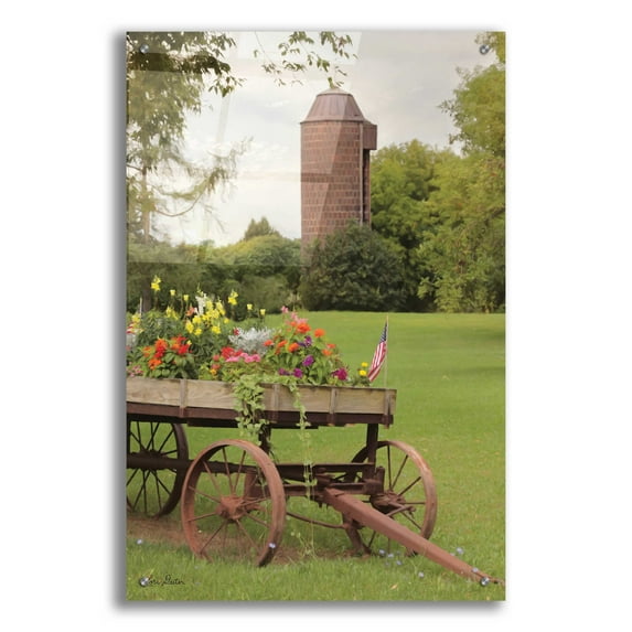Epic Art 'Clayton Flower Wagon' by Lori Deiter Acrylic Glass Wall Art, 24"x36"