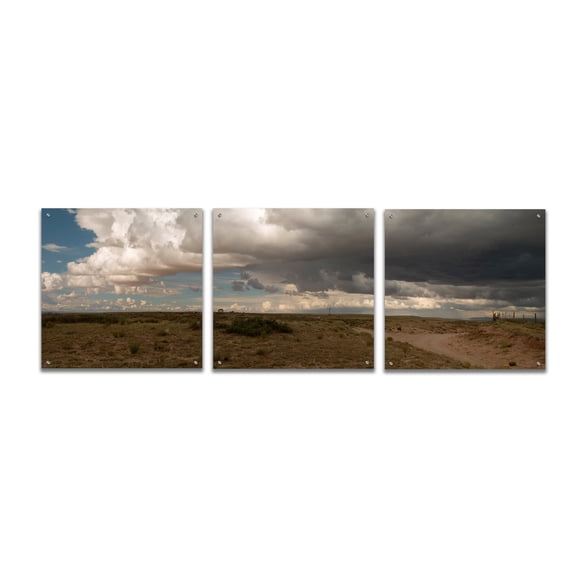 Epic Art 'Cloudy Landscape' by Dennis Frates, Acrylic Glass Wall Art, 3 Piece Set, 72" x 24"